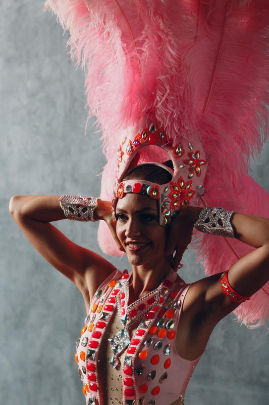 Woman Wearing Ostrich Feather Costume