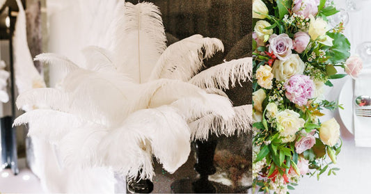 Feather centerpiece and flowers