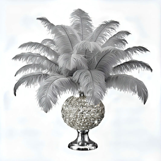 BULK 1/2lb Ostrich Feather Tail Plumes 15-20" (Silver/Grey) - www.BuyOstrichFeathers.com