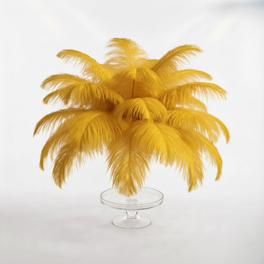 Ostrich Feather Tail Plumes 9-12" (Golden Yellow) - www.BuyOstrichFeathers.com