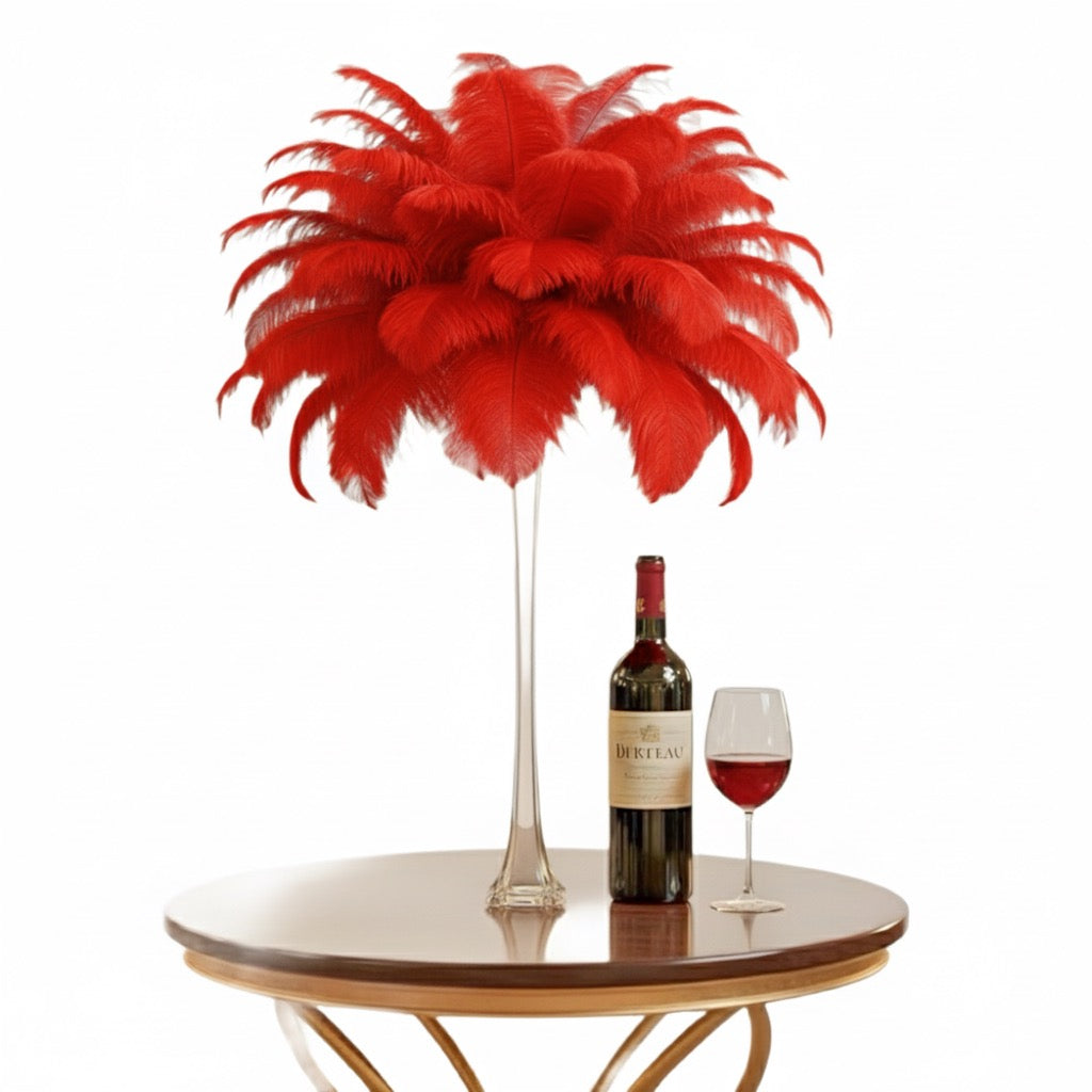 Ostrich Feather Tail Plumes 11-14" (Red) - www.BuyOstrichFeathers.com