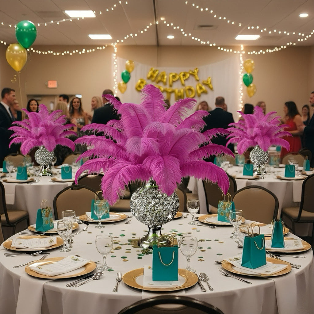 BULK 1/2lb Ostrich Feather Tail Plumes 15-20" (Fuchsia) - www.BuyOstrichFeathers.com