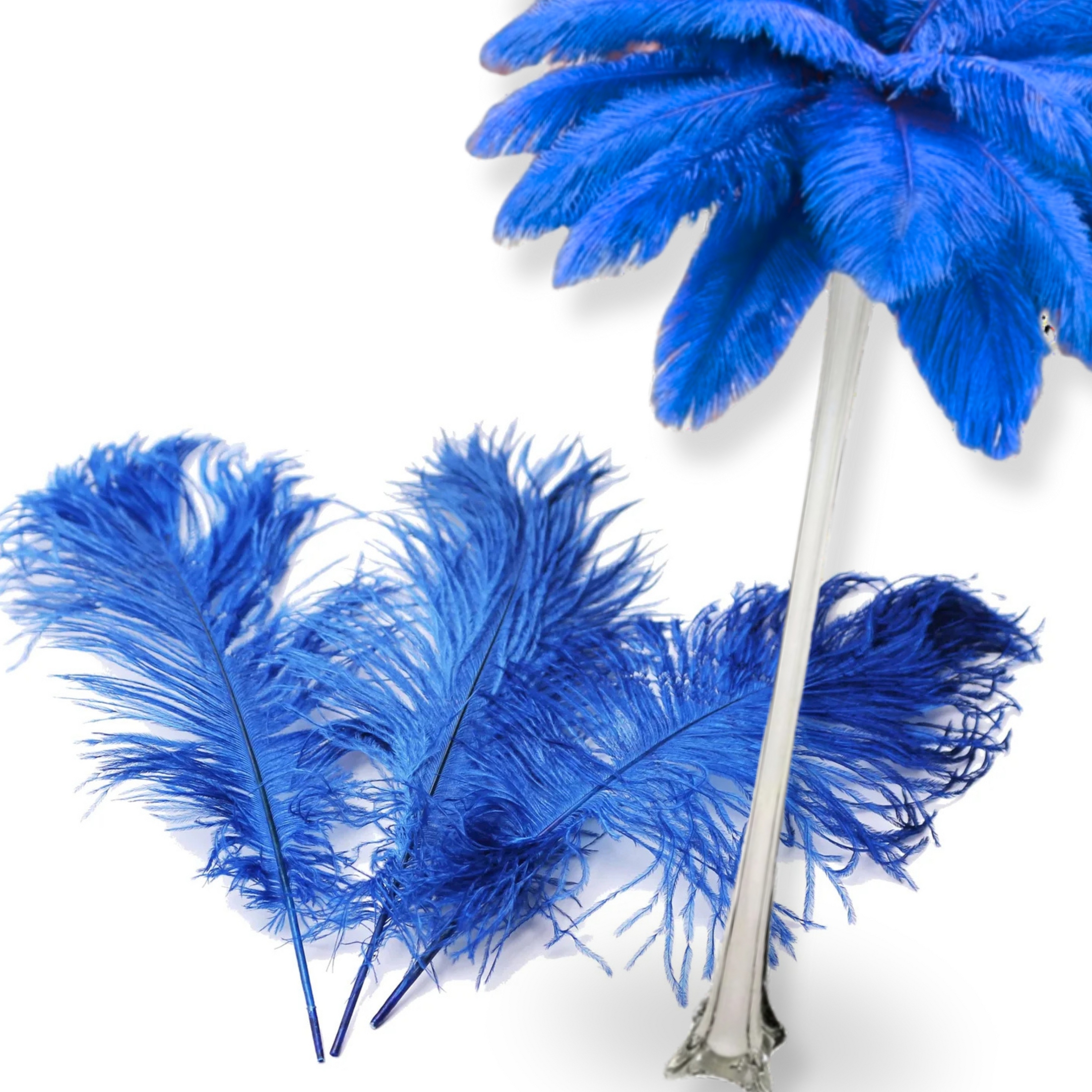 Complete Feather Centerpiece With 24" Vase (Royal Blue) - www.BuyOstrichFeathers.com