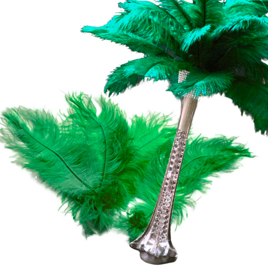 Complete Feather Centerpiece With 24" Vase (Emerald Green) - www.BuyOstrichFeathers.com