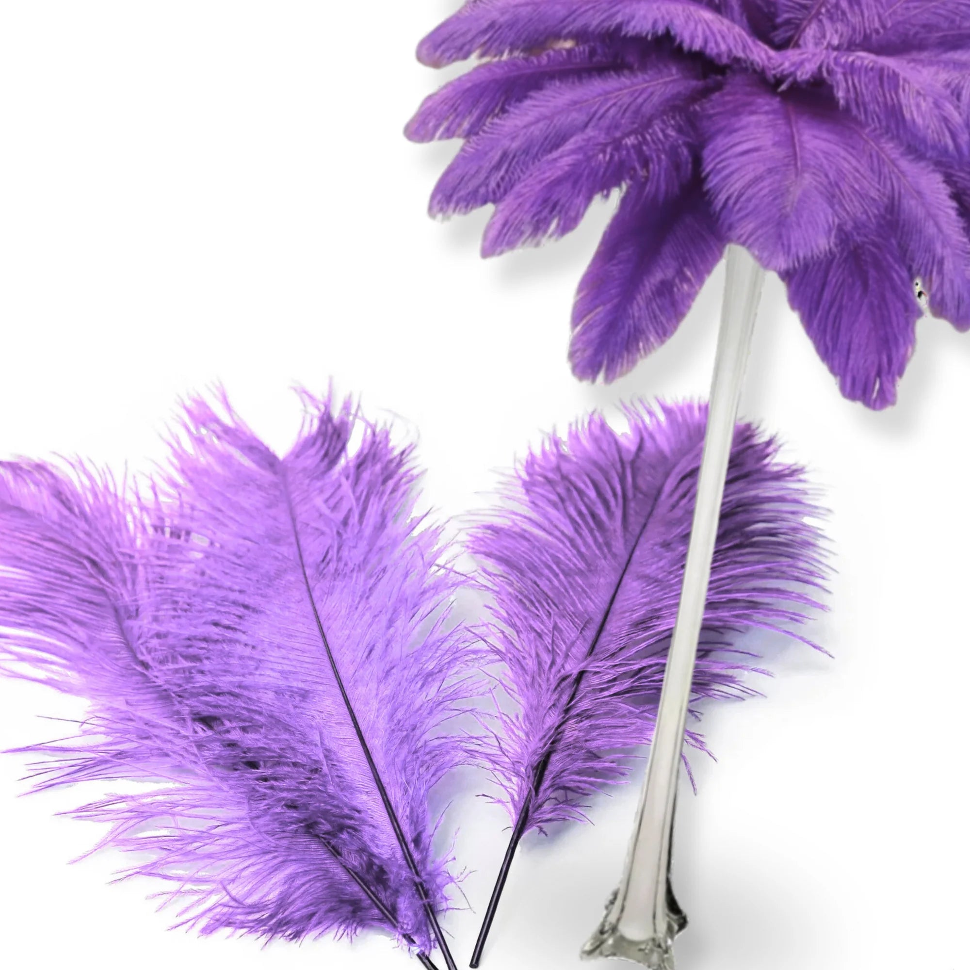 Complete Feather Centerpiece With 20" Vase (Lavender) - www.BuyOstrichFeathers.com