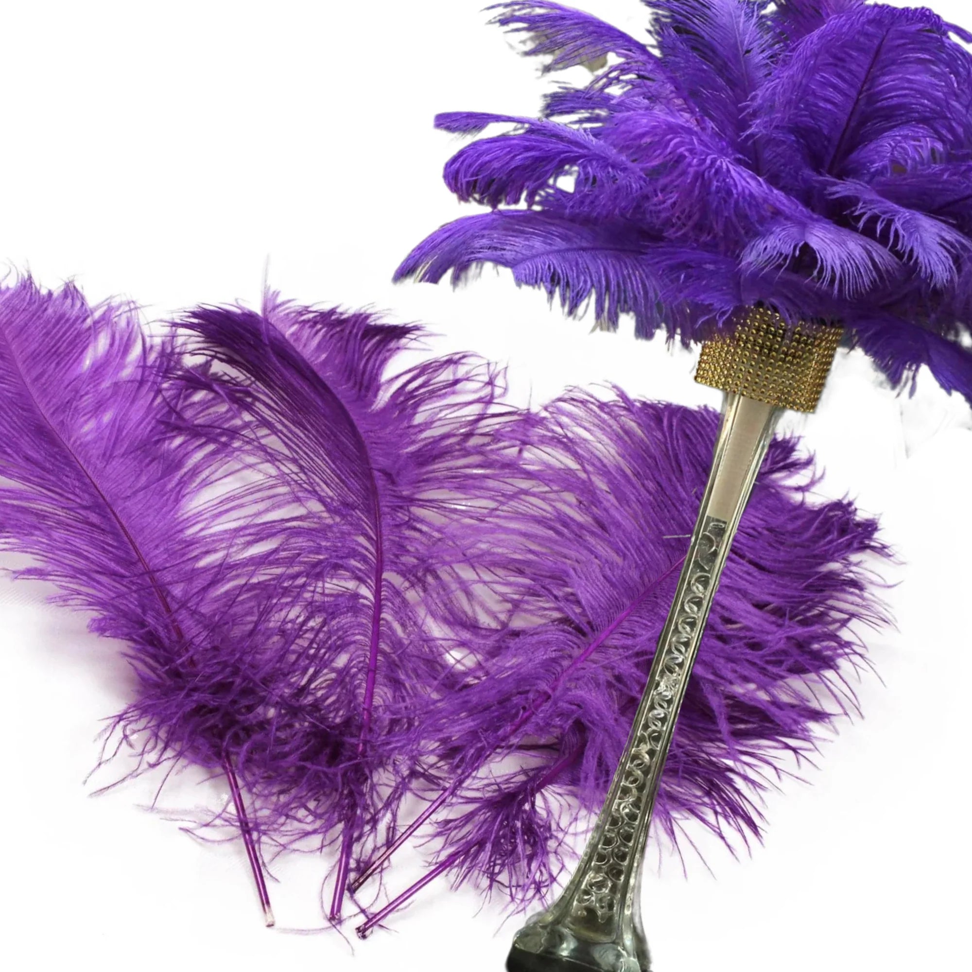 Complete Feather Centerpiece With 24" Vase (Purple) - www.BuyOstrichFeathers.com