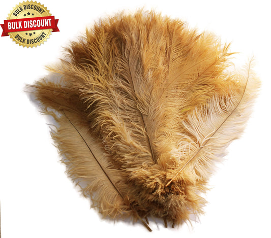 BULK 1/4lb Ostrich Feather Spad Plumes 12-16" (Gold) - Buy Ostrich Feathers