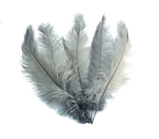 BULK 1/4lb Ostrich Feather Spad Plumes 12-16" (Silver/Grey) - Buy Ostrich Feathers